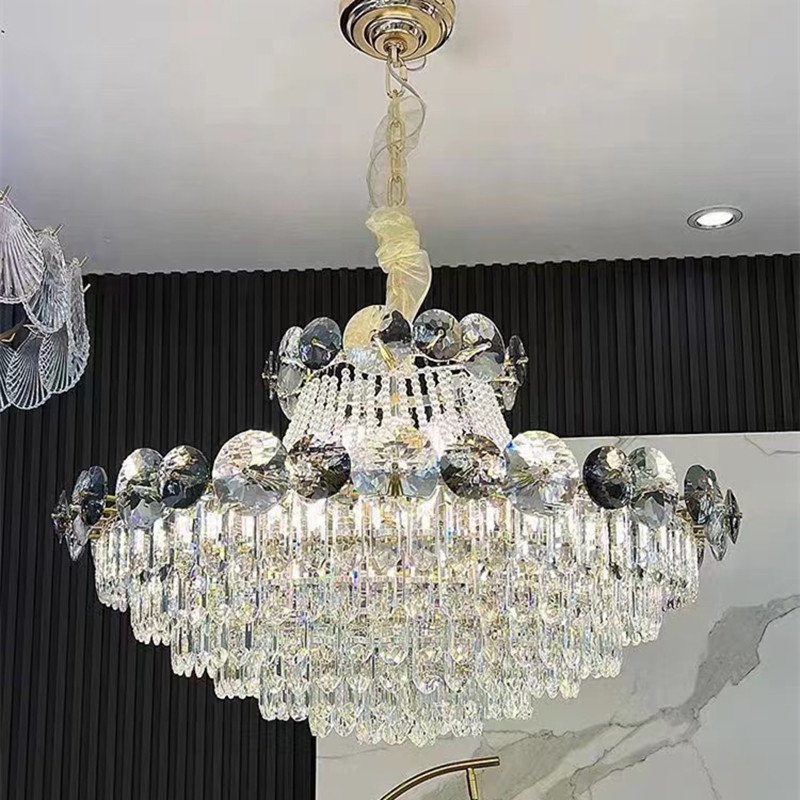 Modern Gold Round Indoor Luxury Led Lamp Home Crystal Chandeliers & Pendant Light