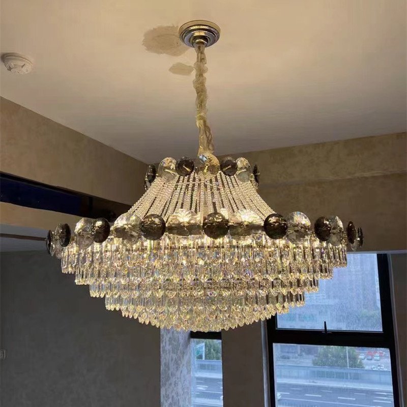 Modern Gold Round Indoor Luxury Led Lamp Home Crystal Chandeliers & Pendant Light