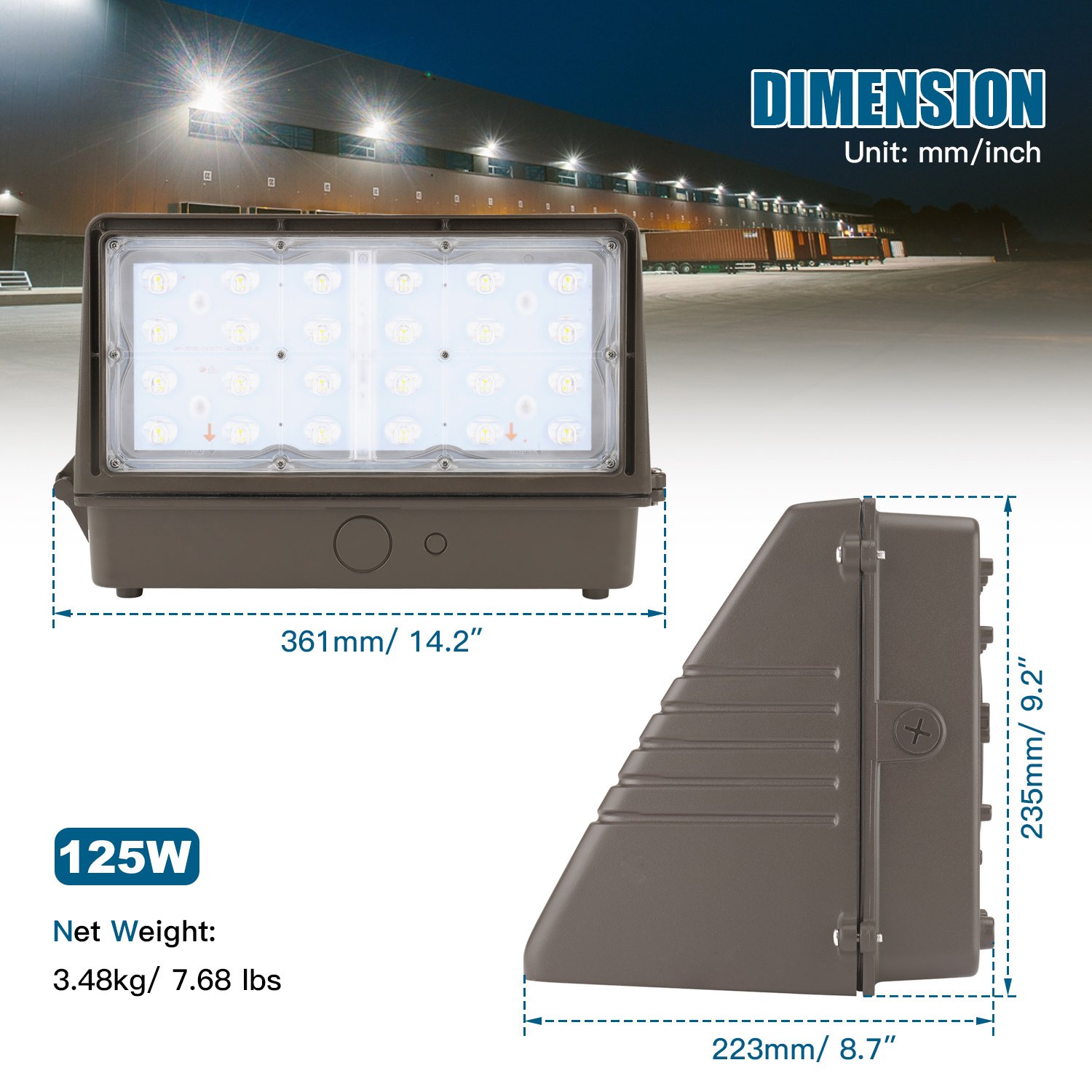 Wall Light ETL UL Waterproof Photocell PIR 75w 125w 135w Garden Outdoor Indoor Led Wall Lamp Wall Lamps Full Cut off Wallpack