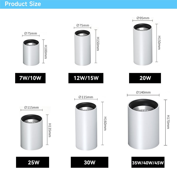 7w 10w 12w 15w 20w 25w 30w 35w 40w 45w Cob Surface Mounted Pendant Led Downlight Modern Pendant Down Lighting
