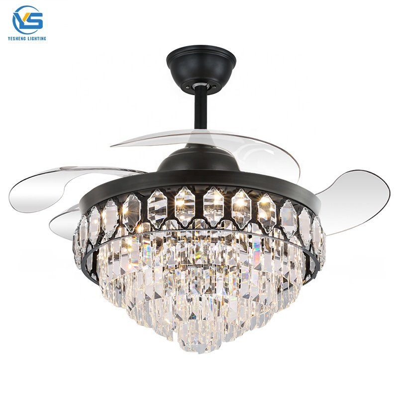 754I 42-Inch Remote Control Ceiling Fan with 3 Blades and Crystal Chandelier DC Motor