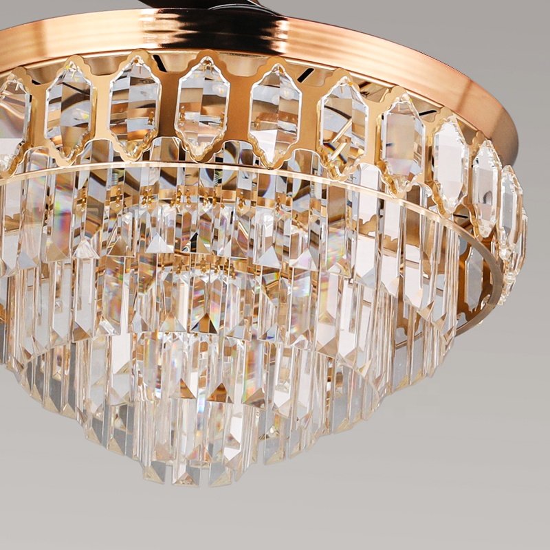754I 42-Inch Remote Control Ceiling Fan with 3 Blades and Crystal Chandelier DC Motor