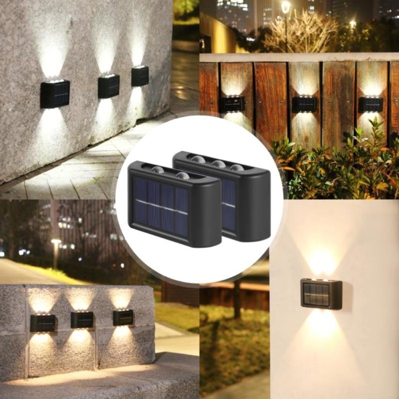 Led Solar up Down Wall Lights Warm White Illuminate Outdoor Wall Lamps Small Exterior Light Fixture Waterproof for Home Porch