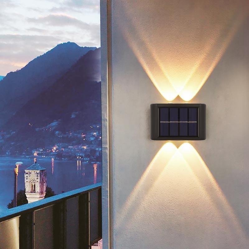 Led Solar up Down Wall Lights Warm White Illuminate Outdoor Wall Lamps Small Exterior Light Fixture Waterproof for Home Porch