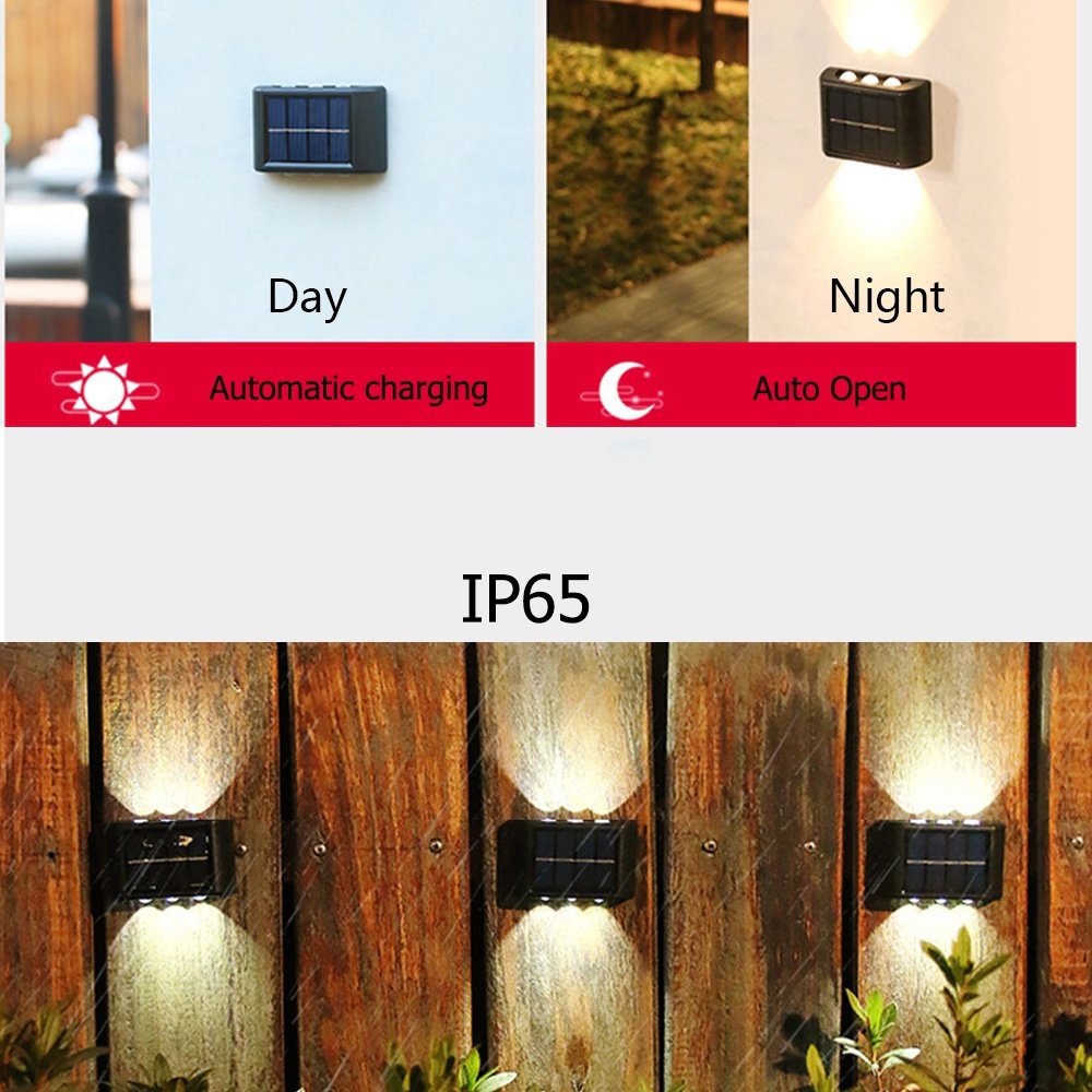 Led Solar up Down Wall Lights Warm White Illuminate Outdoor Wall Lamps Small Exterior Light Fixture Waterproof for Home Porch