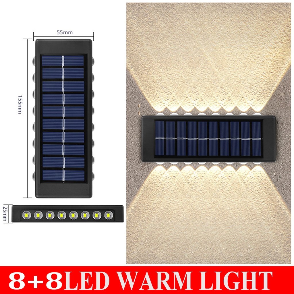 Led Solar up Down Wall Lights Warm White Illuminate Outdoor Wall Lamps Small Exterior Light Fixture Waterproof for Home Porch