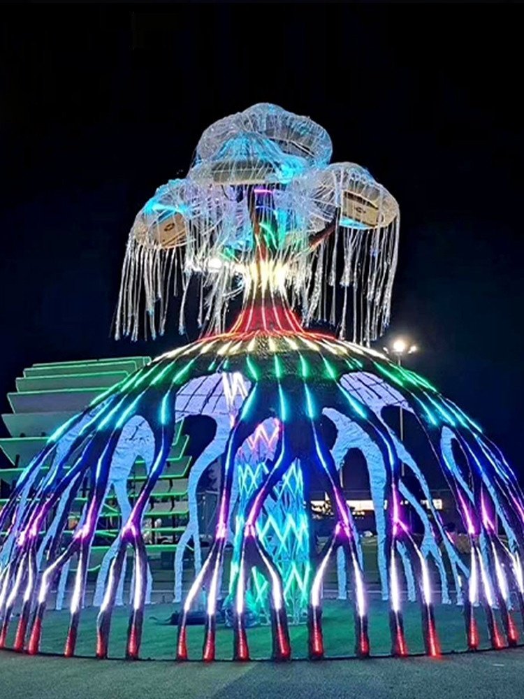 RGBW Colorful Landscape Lighting Wave Drum Interactive Tree of Life Modeling Lamp Induction Park Scenic Fiber Optic Lights