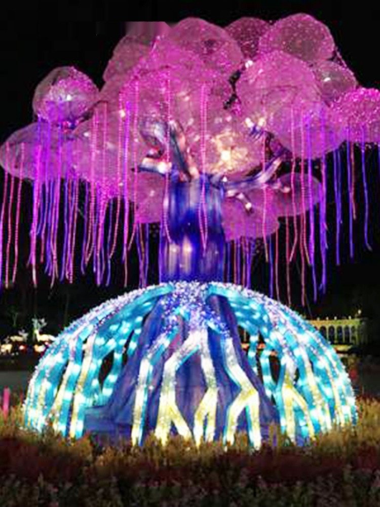 RGBW Colorful Landscape Lighting Wave Drum Interactive Tree of Life Modeling Lamp Induction Park Scenic Fiber Optic Lights