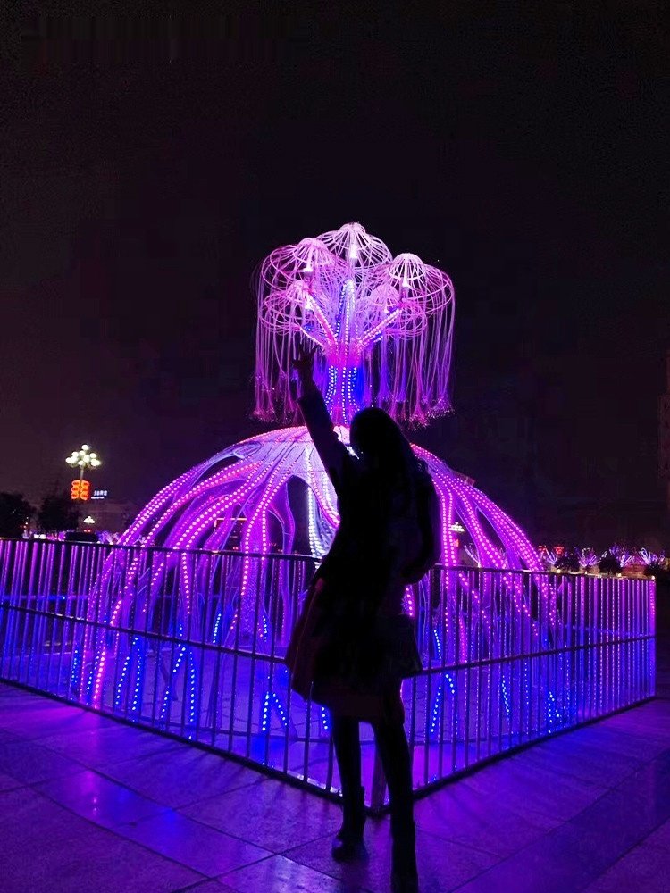 RGBW Colorful Landscape Lighting Wave Drum Interactive Tree of Life Modeling Lamp Induction Park Scenic Fiber Optic Lights