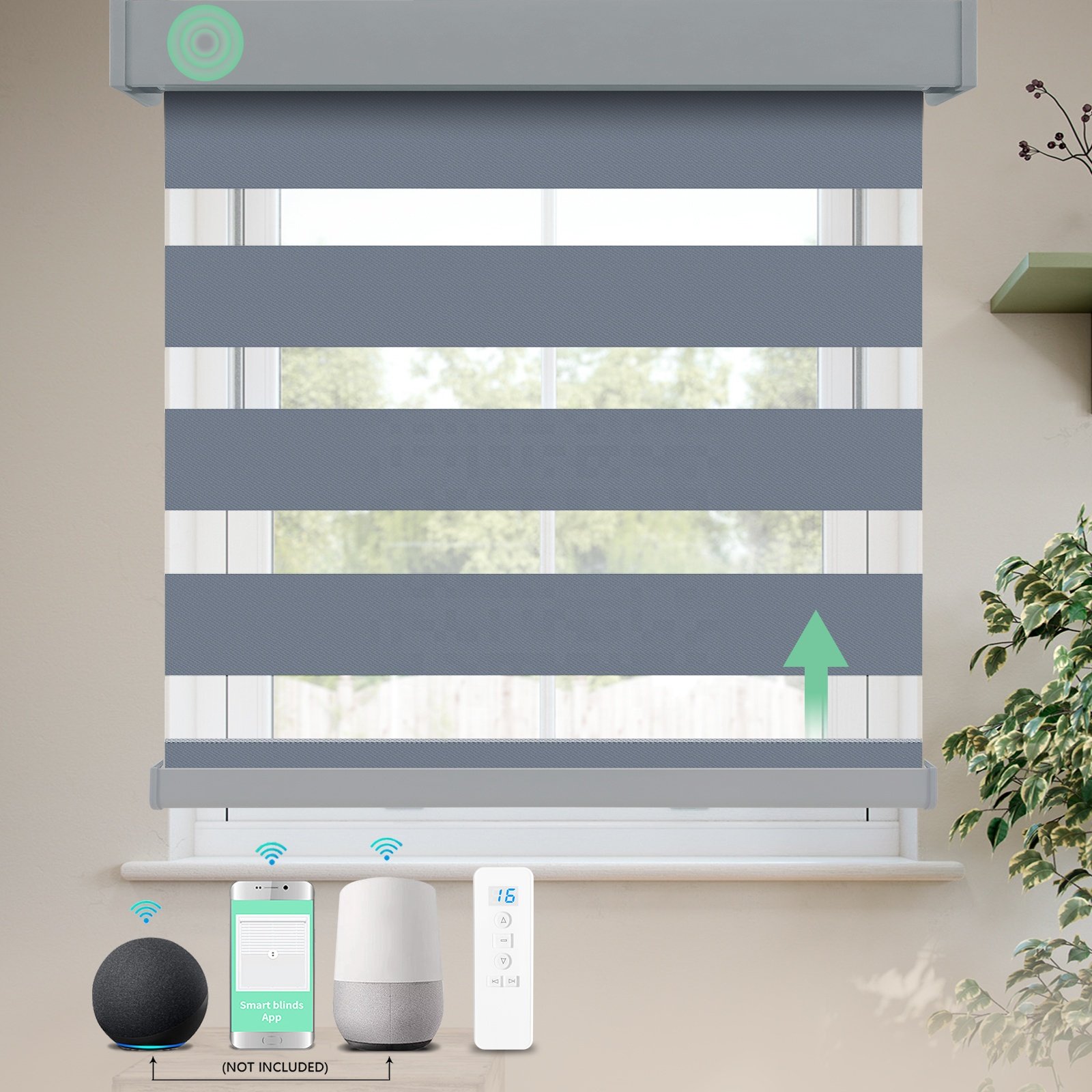 Smart Automatic Remote Control Wireless Rechargeable Battery Driver Tuya APP Motorized Zebra Blinds for Window Made in China
