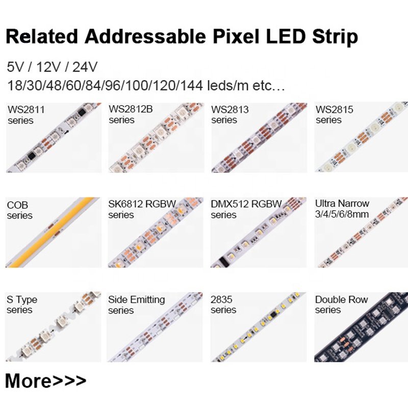 DC12V WS2811 Addressable Programmable Fita Tape 30 60 96 White Black PCB 5M 300 300leds 12V 24V Smd Cinta WS2811 RGB LED Strip