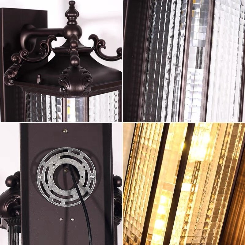 Large Classic European Die-casting Aluminum Outdoor LED Wall Lamp, Courtyard Aluminum Glass Outdoor Wall Lamp