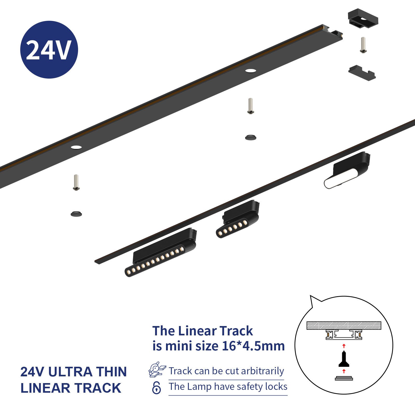 DGLUX Mobile Zoomable Recessed Suspend Embedded Dc12- 24v Mini Smart Dimmable Led Track Spot Light Track Light Magnetric