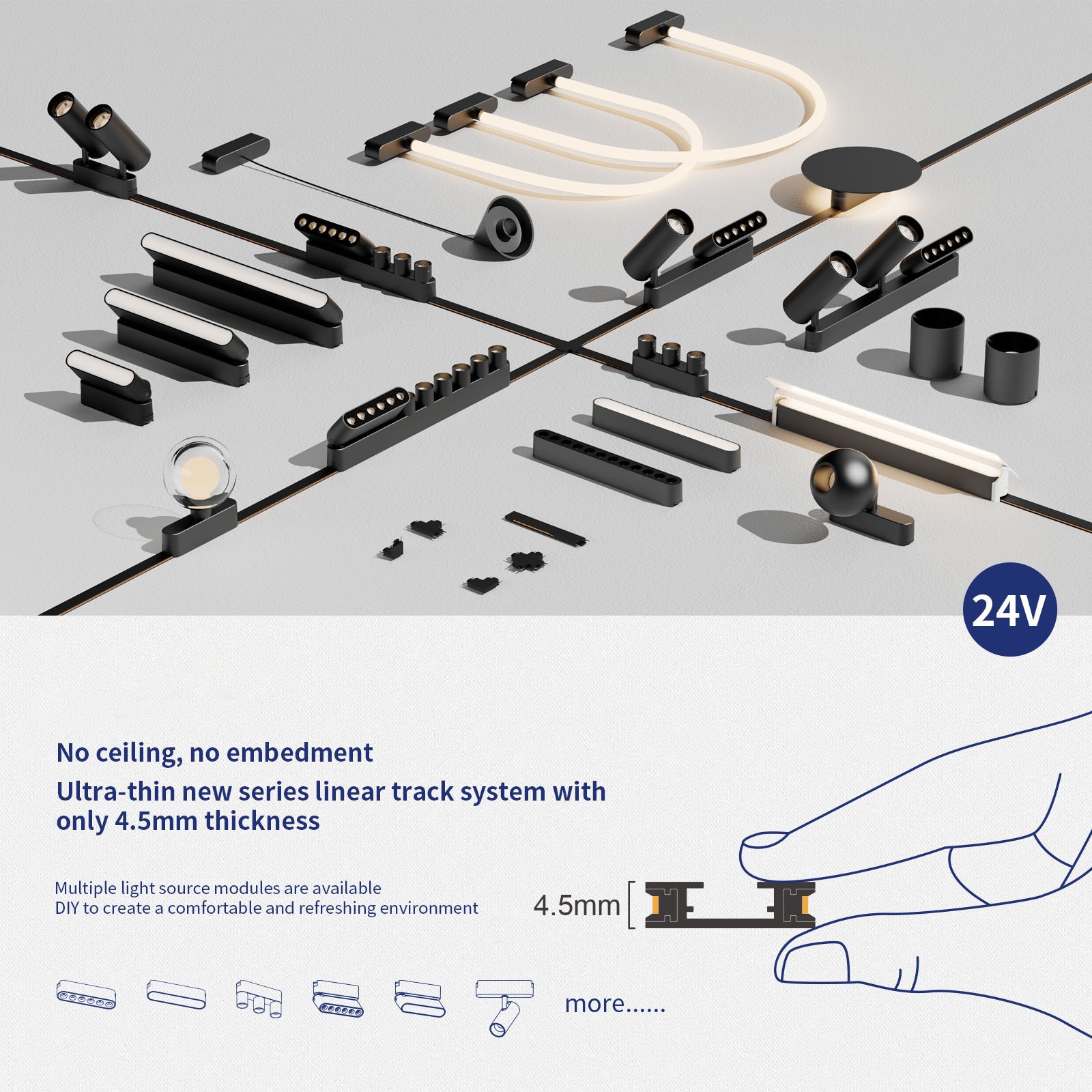 DGLUX Mobile Zoomable Recessed Suspend Embedded Dc12- 24v Mini Smart Dimmable Led Track Spot Light Track Light Magnetric