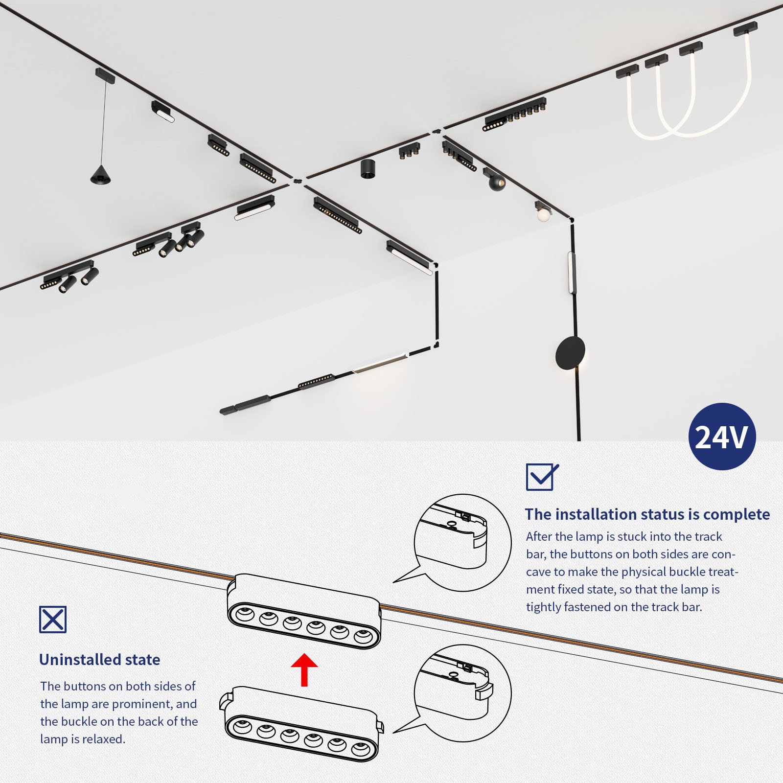 DGLUX Mobile Zoomable Recessed Suspend Embedded Dc12- 24v Mini Smart Dimmable Led Track Spot Light Track Light Magnetric