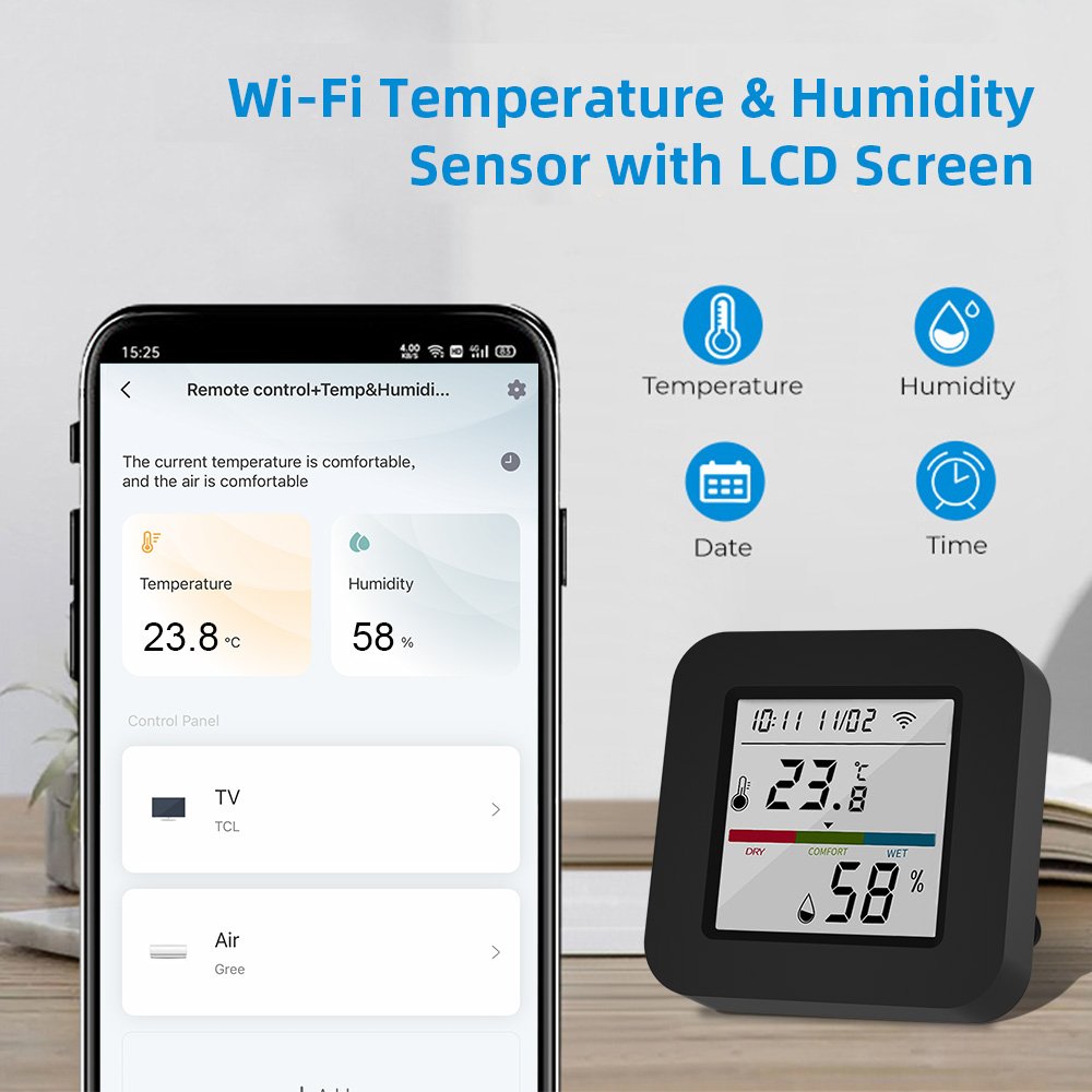 WALE Tuya Universal Smart WiFi IR Infrared Remote Control Learning Code Temperature Humidity Monitor for Air Conditioner on OFF