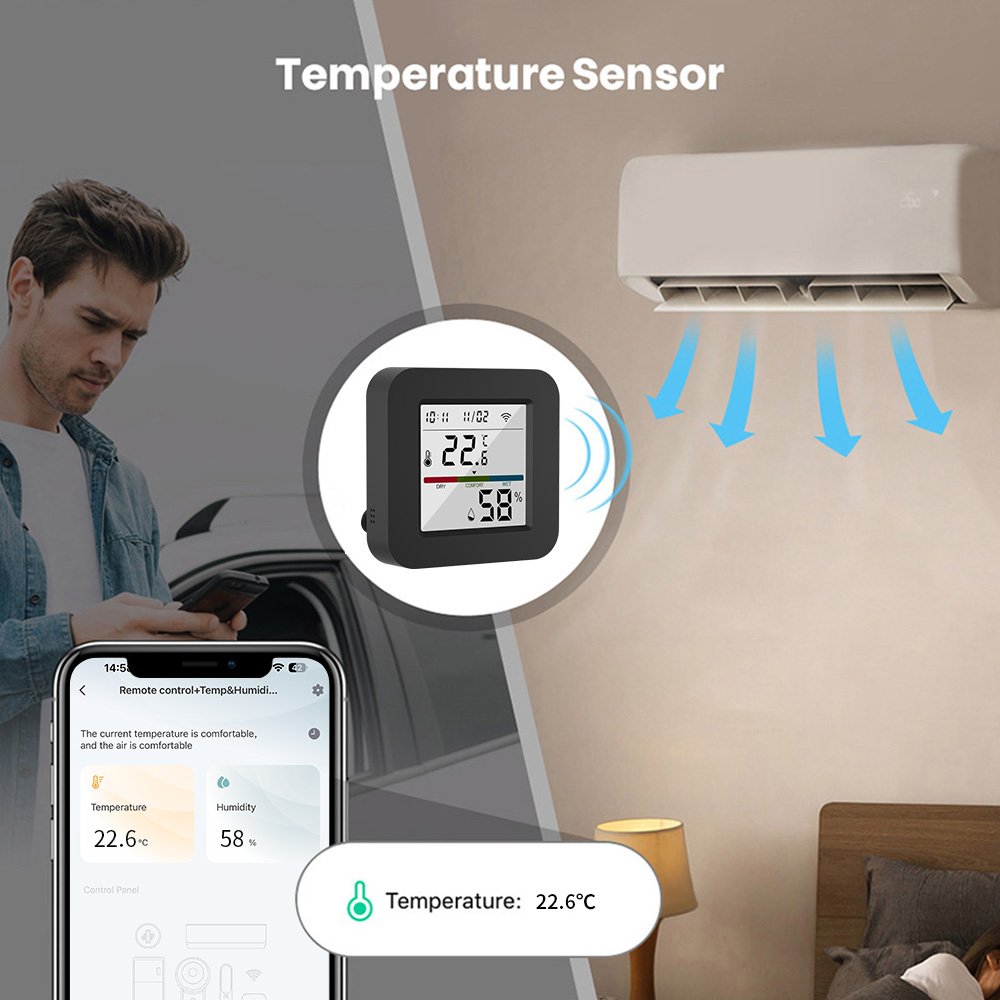 WALE Tuya Universal Smart WiFi IR Infrared Remote Control Learning Code Temperature Humidity Monitor for Air Conditioner on OFF