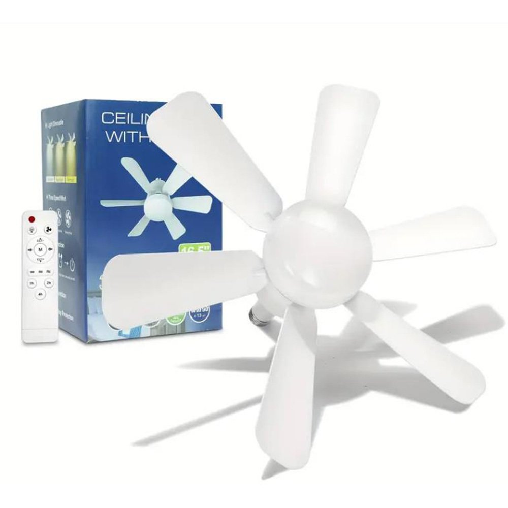 Modern 3 Color Dimming E27 Mini Fan Lamp Led Ceiling Fan With Light and Remote, for Living Room, Bedroom, Kitchen