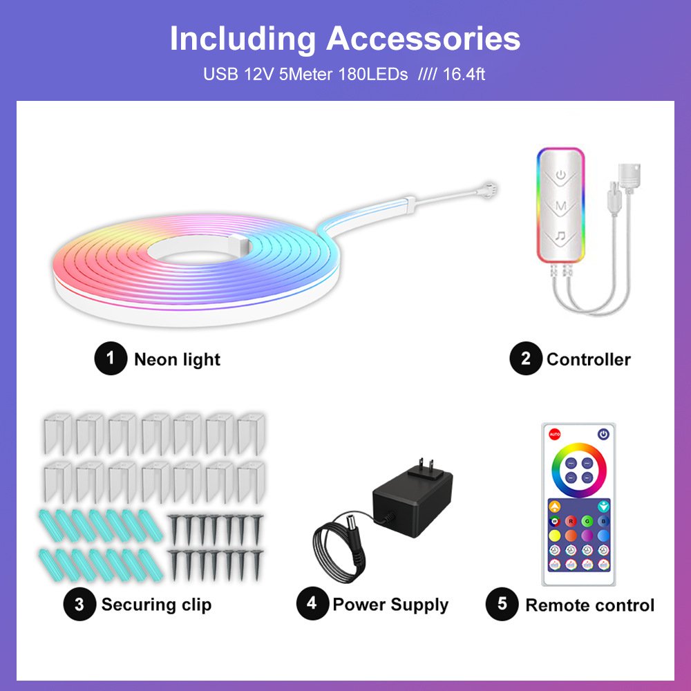 RGBIC 10M 5M Digital Flex Smart Strip Light Tape Kit Luces Tiras Luz 12V 24V Silicone RGB Flexible LED Neon Rope Lights