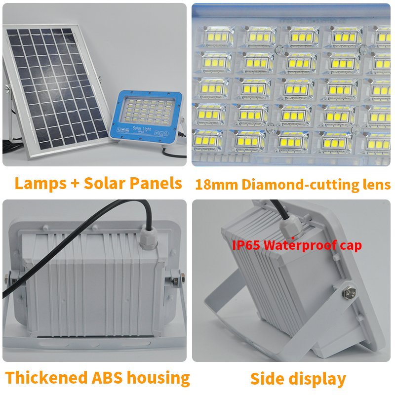 Solar Light Outdoor Waterproof Lens Floodlight With Remote Control Led Light Garden Yard Indoor Solar Lamp Outdoor