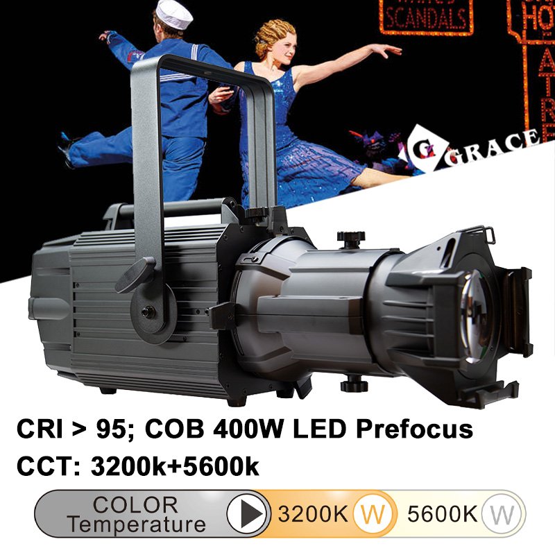 Igracelite CRI > 95 With PWM Mode Prefocus LED Profile Light 400W 3200K+5600K Ellipsoidal Light
