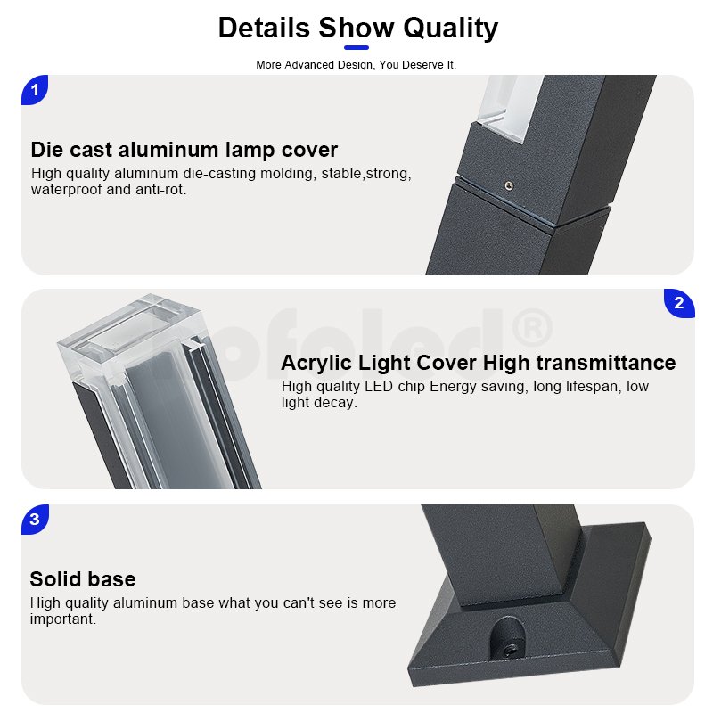 LED 12W IP65 Waterproof Post Bollard Light Modern Landscape Path Outside Backyard Lawn Garden Outdoor Lamp Garden Pole