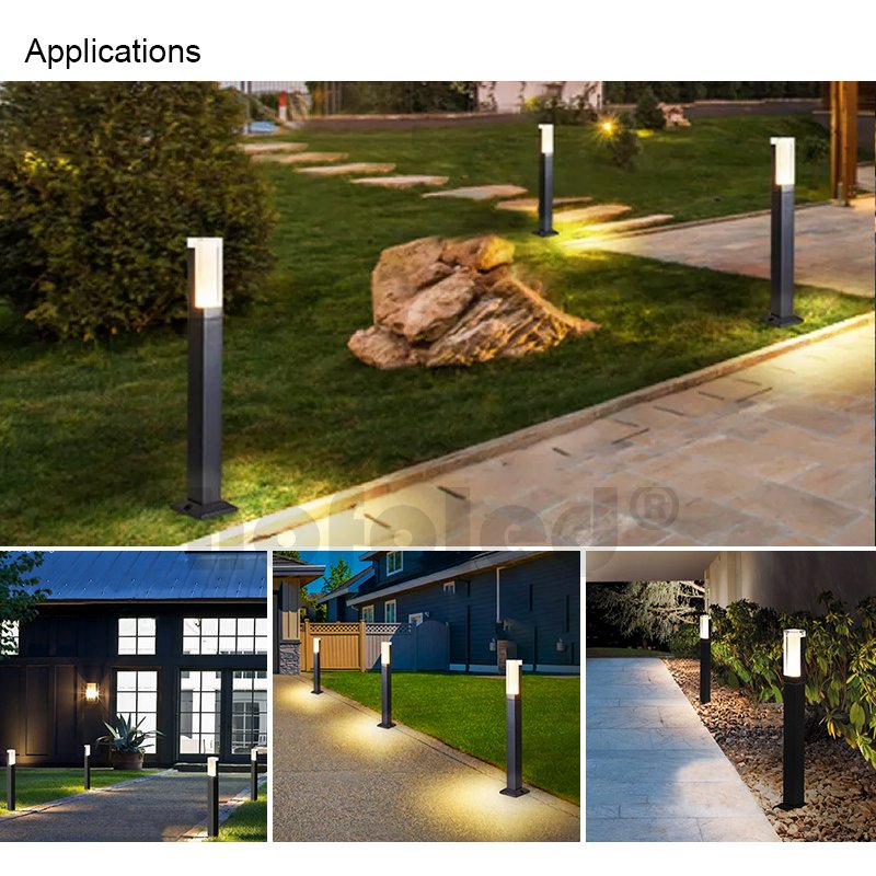 LED 12W IP65 Waterproof Post Bollard Light Modern Landscape Path Outside Backyard Lawn Garden Outdoor Lamp Garden Pole