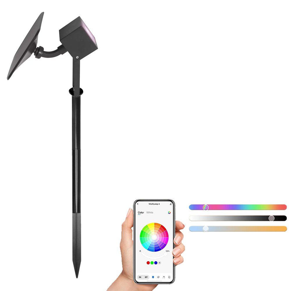 APP Control RGB Solar Spotlight 1.5W Landscape LED Outdoor Lawn Garden Light IP54 Waterproof Light Pole for Garden Tree Lighting