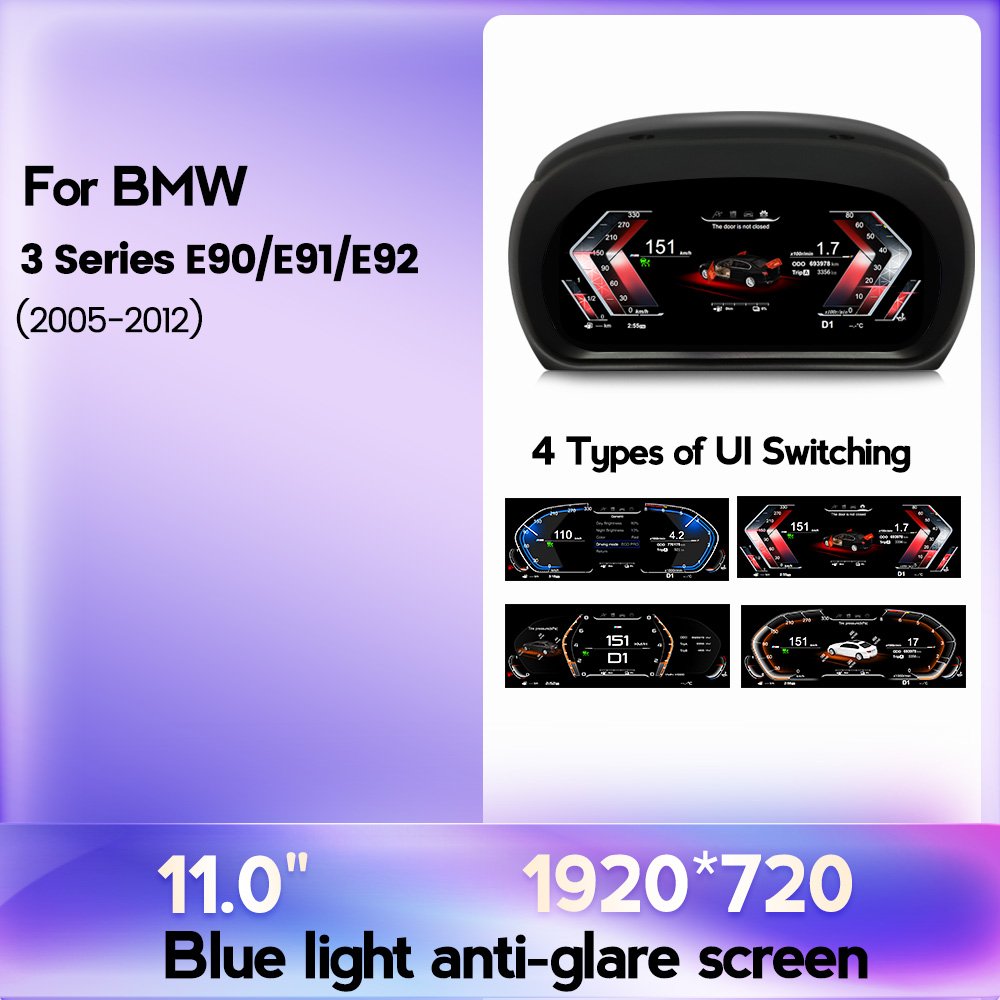 MEKEDE 1920*720 Linux System Car LCD Meter Car Digital Cluster Speedometer for BMW 3 Series E90 E91 E92 2005-2012