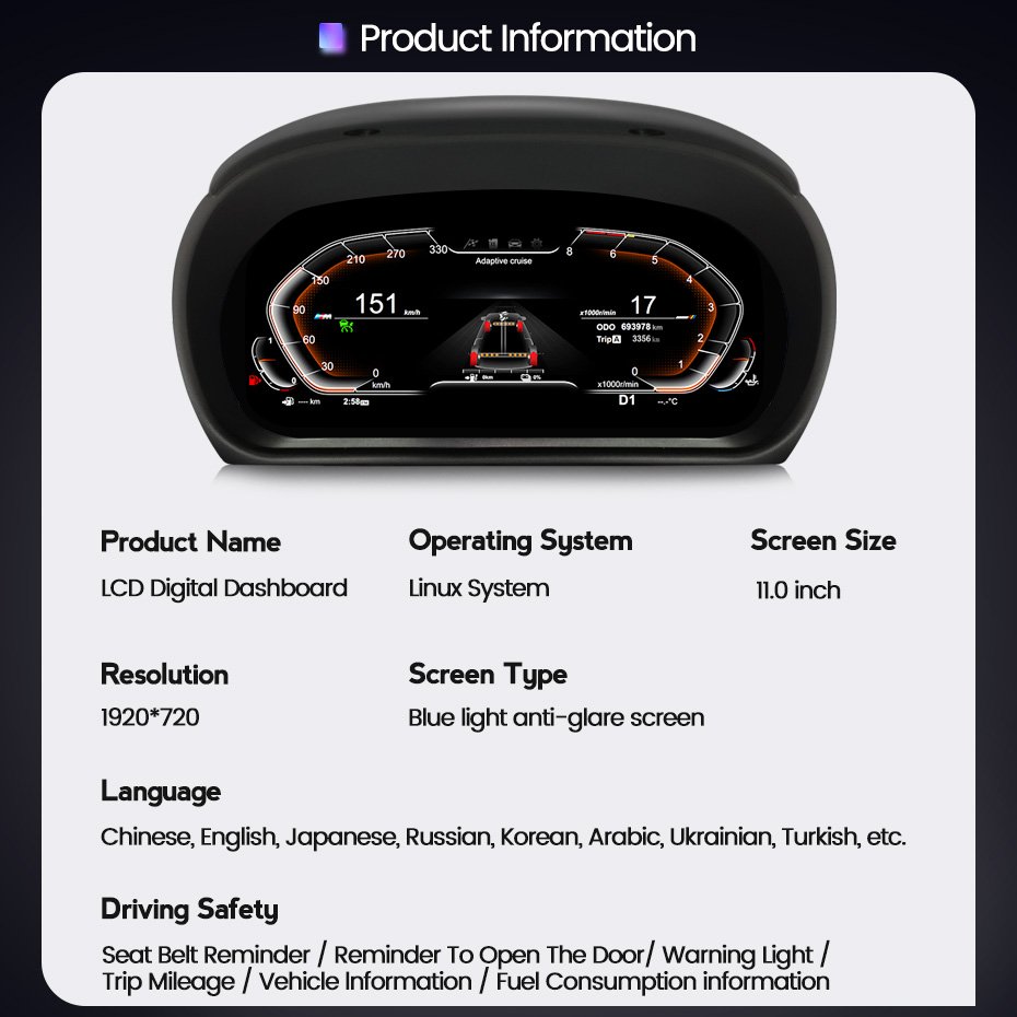 MEKEDE 1920*720 Linux System Car LCD Meter Car Digital Cluster Speedometer for BMW 3 Series E90 E91 E92 2005-2012
