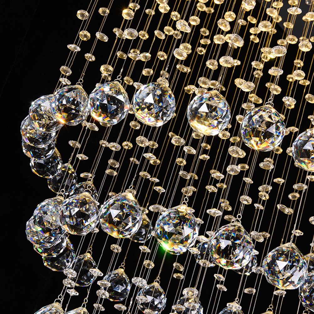 Traditional Raindrop Ceiling Luxury Crystal Long Pendant Light Stainless Steel Chandeliers