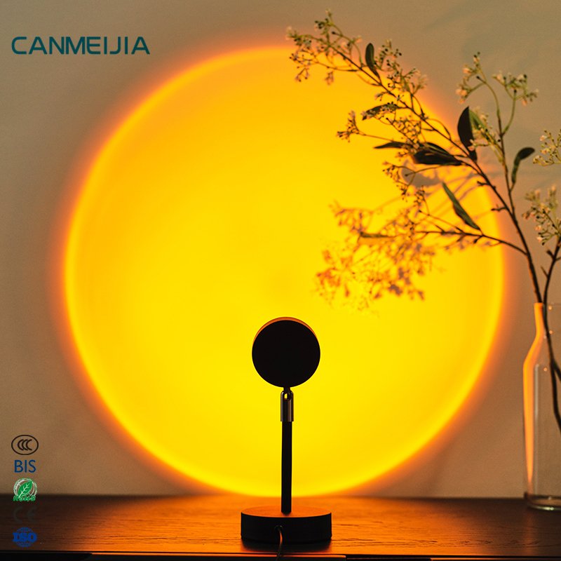 Mini UFO USB Charging Night Light Sunset Atmosph Table Lamp Projector Rainbow Sun Red Sunset Projection Lamp Sunset Light