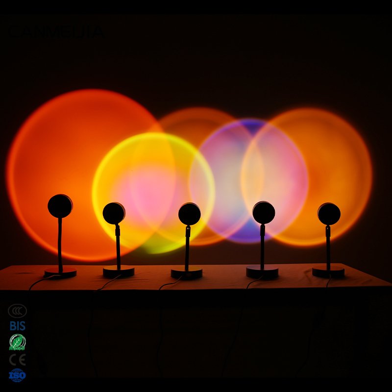 Mini UFO USB Charging Night Light Sunset Atmosph Table Lamp Projector Rainbow Sun Red Sunset Projection Lamp Sunset Light