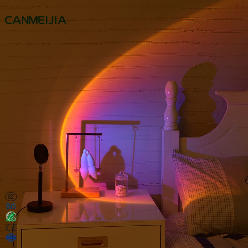Mini UFO USB Charging Night Light Sunset Atmosph Table Lamp Projector Rainbow Sun Red Sunset Projection Lamp Sunset Light
