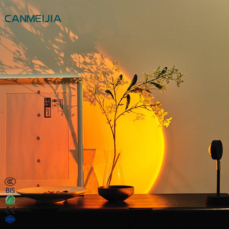 Mini UFO USB Charging Night Light Sunset Atmosph Table Lamp Projector Rainbow Sun Red Sunset Projection Lamp Sunset Light