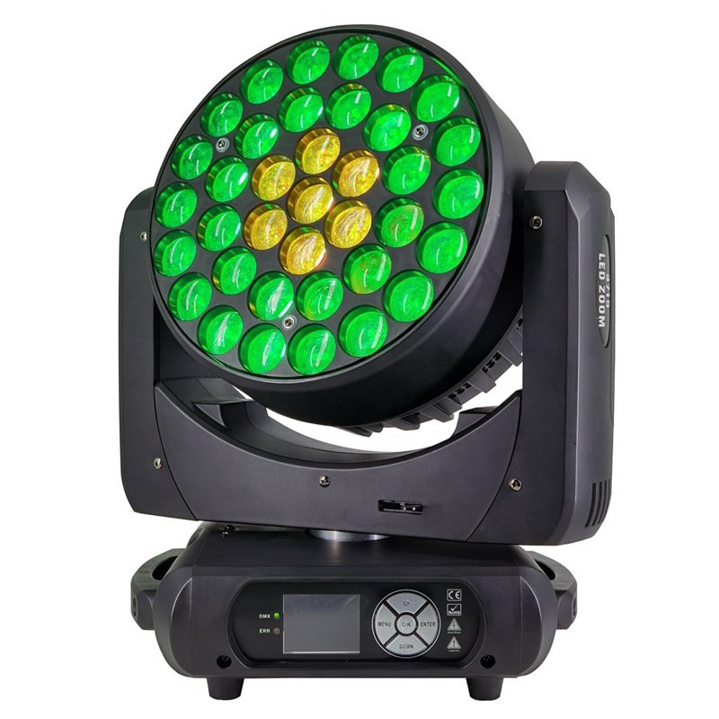 Lyre 37X15W RGBW 4in1 Full Color Zoom Wash Moving Head Lights Cabeza Movil Wash with Circle Pixel for Audio Video & Lighting