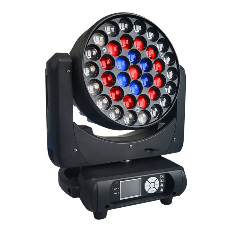 Lyre 37X15W RGBW 4in1 Full Color Zoom Wash Moving Head Lights Cabeza Movil Wash with Circle Pixel for Audio Video & Lighting