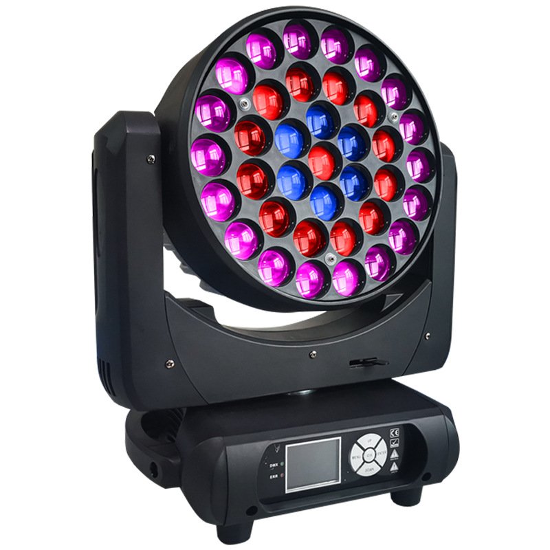 Lyre 37X15W RGBW 4in1 Full Color Zoom Wash Moving Head Lights Cabeza Movil Wash with Circle Pixel for Audio Video & Lighting