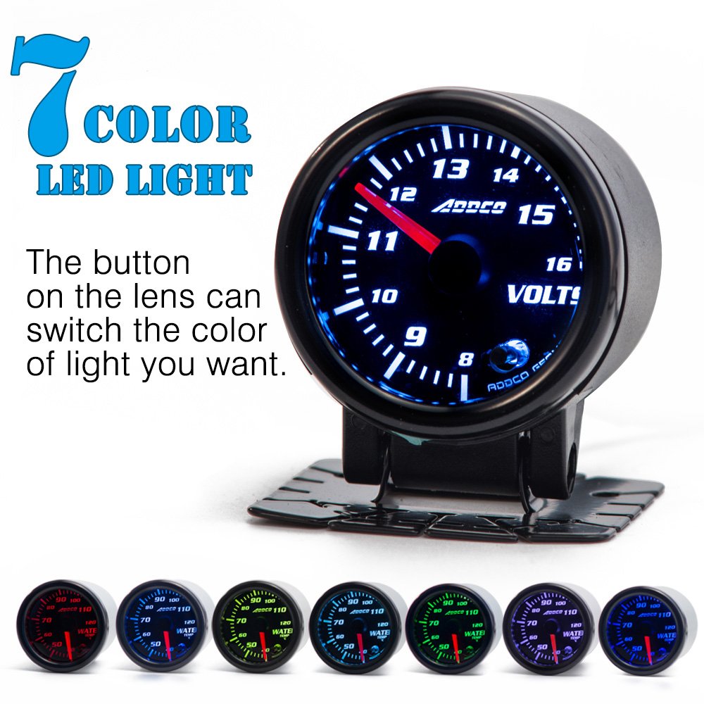 Auto Car 2" Voltmeter 52mm Volt Gauge 7 Colors Universal LED Meter With Gauge Pod Holder AD-GA52VOLT