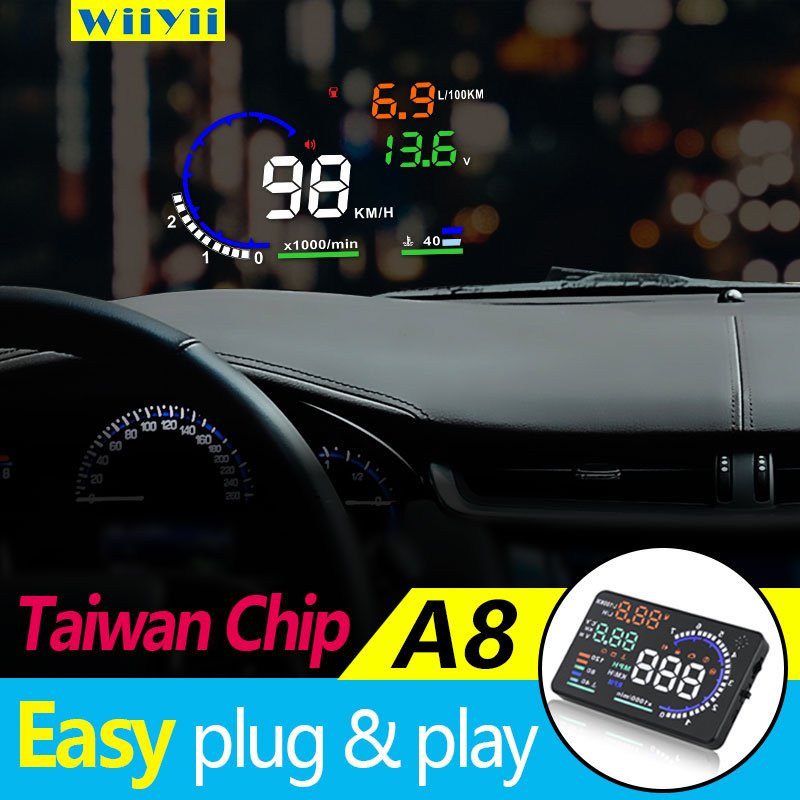 HUD A8 Universal OBD2 Smart Gauge 5.5Inch Screen Windshield HD Projection Speedometer Head up Display