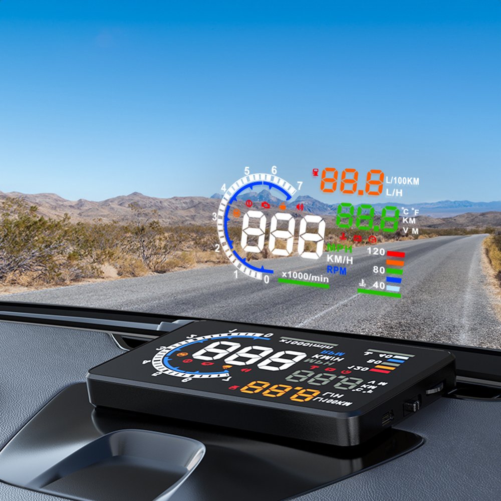 HUD A8 Universal OBD2 Smart Gauge 5.5Inch Screen Windshield HD Projection Speedometer Head up Display