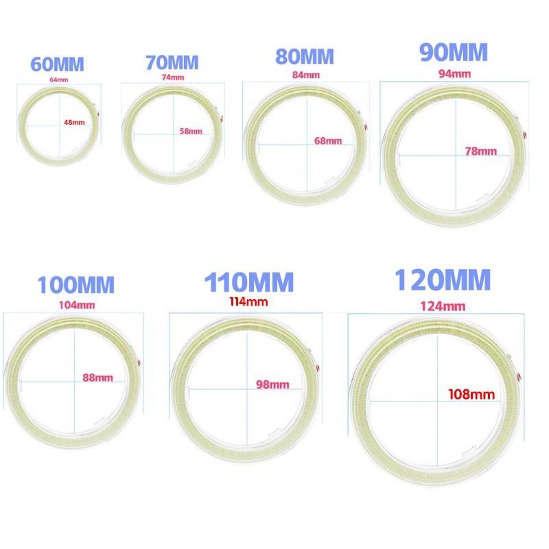 High Quality Car Angel Eyes 60mm 70mm 80mm 90mm 95mm 100mm 110mm 120mm Auto Halo Ring Daytime Running Headlight Lamp