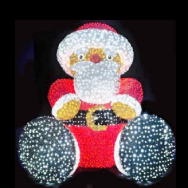 3D Pattern Santa Claus Christmas Bear Outdoor Park Pattern Festive Atmosphere Decorative Lights
