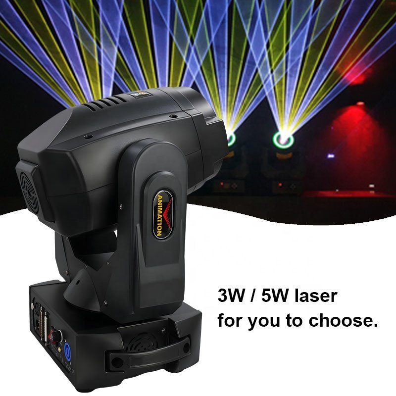 Grace 3W Rgb Animation Laser Show Lights Night Club DJ Led Moving Head Laser Light 3000mw Party Pro Disco Laser Stage Lighting