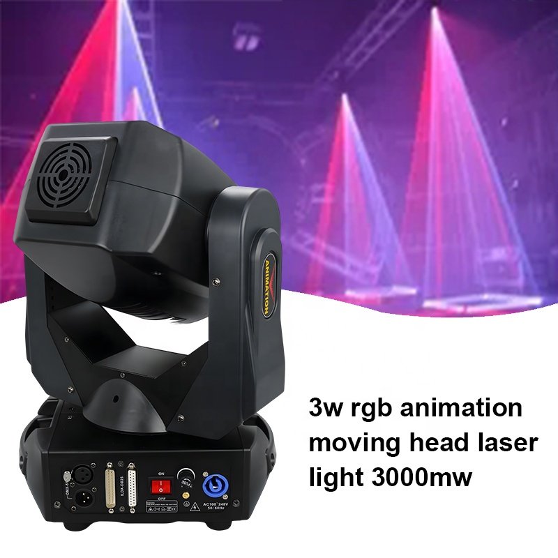 Grace 3W Rgb Animation Laser Show Lights Night Club DJ Led Moving Head Laser Light 3000mw Party Pro Disco Laser Stage Lighting