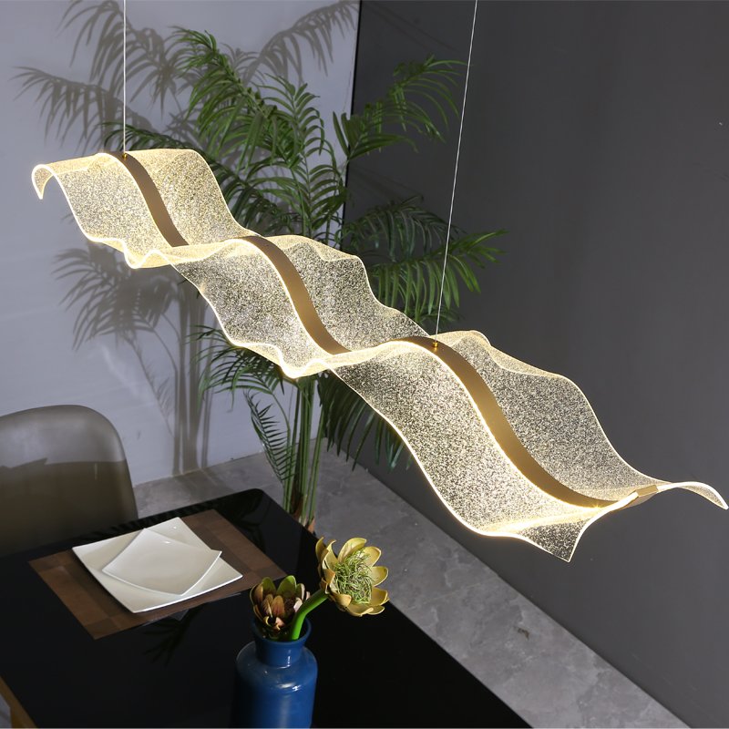 Customized Rectangle Acrylic LED Pendant Light Nordic Modern Gold Luxury Designers Chandelier for Kitchen Bars Front Desk