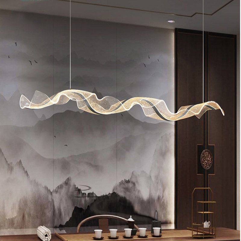 Customized Rectangle Acrylic LED Pendant Light Nordic Modern Gold Luxury Designers Chandelier for Kitchen Bars Front Desk
