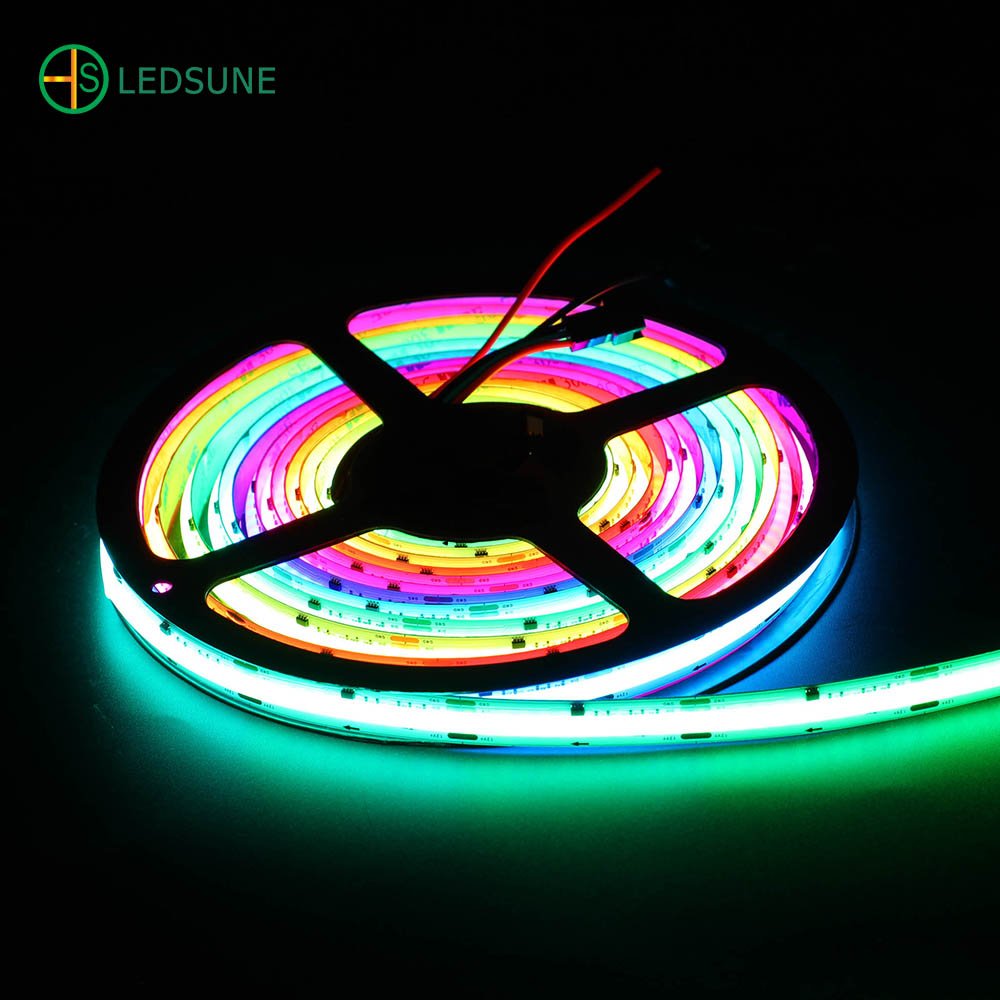 Chasing Running 720led Black PCB COB RGBIC LED Tape 12v 24v APP Control Smart RGB COB LED Strip Light for Home Room Decor