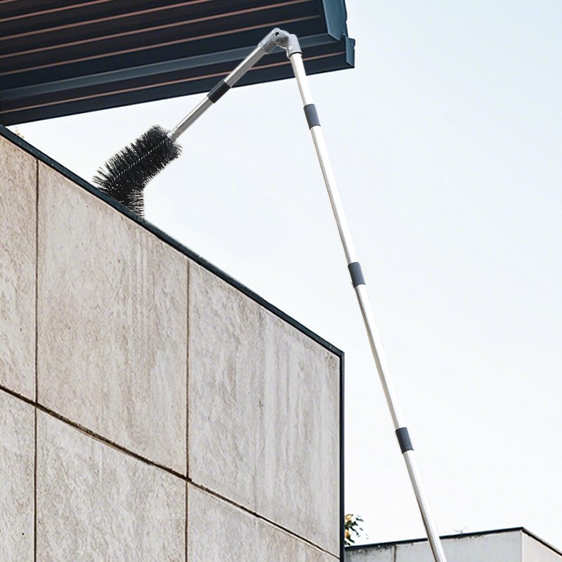Stainless Steel Pipe Roof Gutter Cleaning Brush with Telescopic Extendable Pole Easy Remove Leaves Home Cleaning Supplies