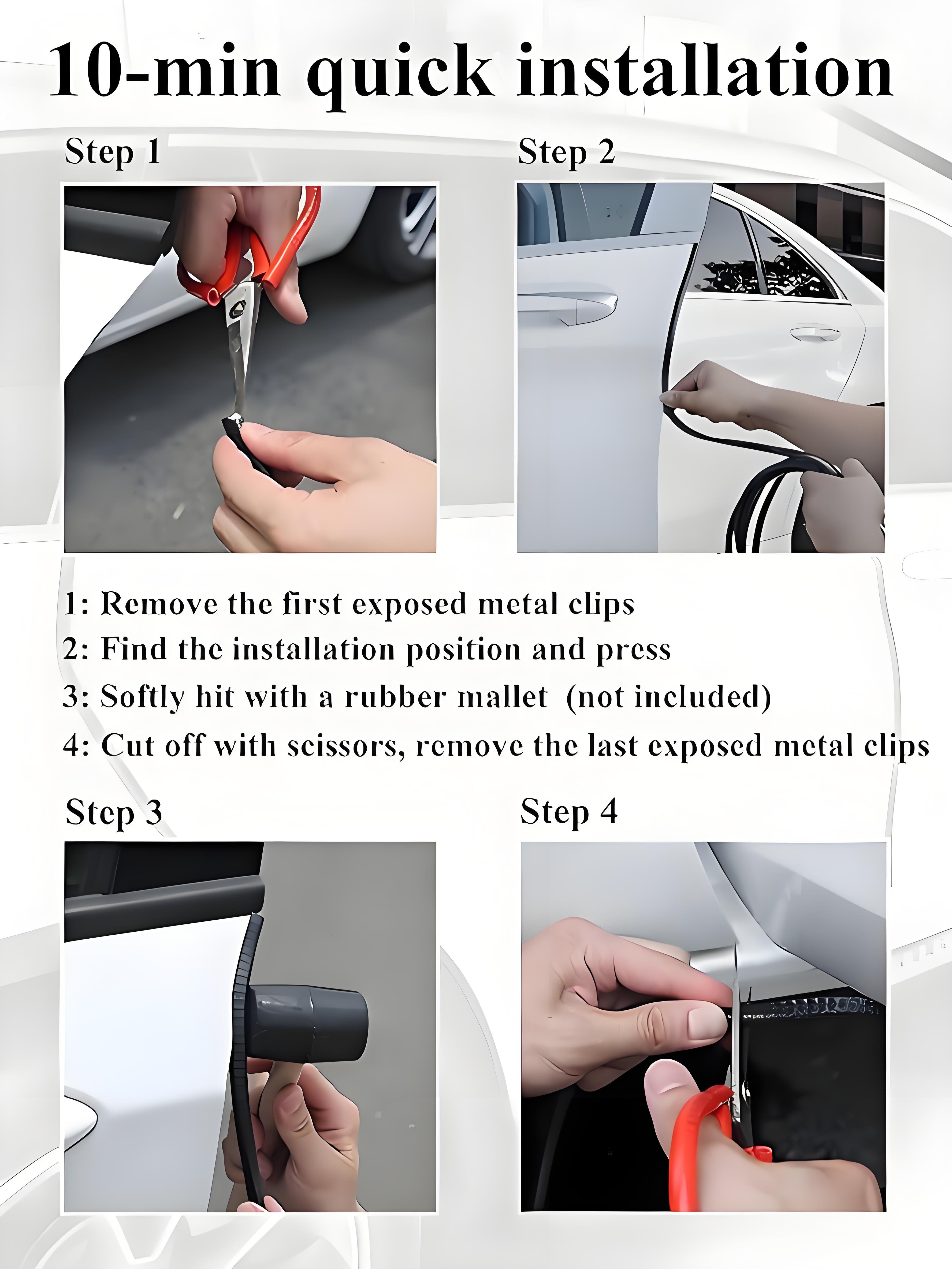 Car Door Stickers Anti-collision Decorative Strip EPDM Black U Shape Protector Sealing Strip Guard Trim Adhesion-free